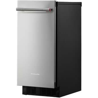 KitchenAid 15 Inch Built-In Undercounter Clear Ice Maker with 25 lbs. Ice Storage Capacity, PrintShield™ Finish, Max Ice, Self-Cleaning Cycle, Fully Flush Installation, Filter Ready, Gravity Drain System (Pump Sold Separately) and Reversible Door: Stainless Steel — thumbnail 5